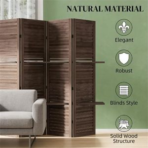 Paravento Pieghevole in Legno di Noce e Divisorio per Stanza, Schermo Privacy per Camera da Letto - Product Image 2