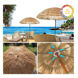 Cubierta de sombrilla plegable popular de hierba sintética para bar de playa - Product Image 6