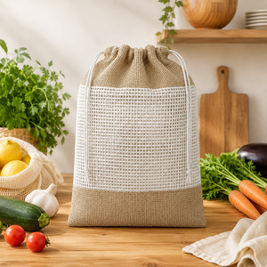 Bolsa Reutilizable de Yute y Algodón para Productos, 22x30 cm, con Cordón, para Verduras y Frutas, con Logotipo Personalizado, Venta al Por Mayor, Fabricante OEM - Product Image 5