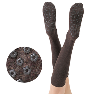 Chaussettes de yoga pour femmes, montantes, en coton peigné, pour jambes affinées, chaussettes de danse pour mollets, longues, avec adhérence, pour le sport et l'amincissement - Product Image 1