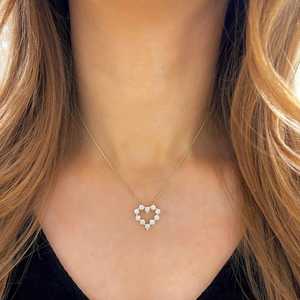 Colliers pendentifs en forme de cœur avec diamants, or massif 14 carats, breloques délicates pour tous les jours, bijoux fins fabriqués par un fabricant - Product Image 6
