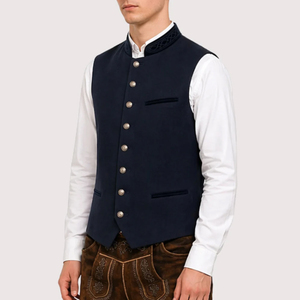 Gilet réversible traditionnel bavarois pour homme avec boutons en corne, chaud pour l'automne, tenue de Trachten pour l'Oktoberfest, sans manches, pour les festivals allemands - Product Image 3
