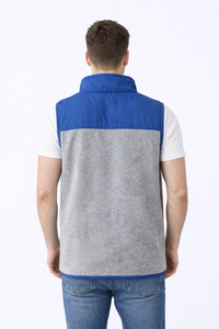 Chaleco sin mangas para hombre, color azul grisáceo, con cierre de cremallera, forro polar, ligero, para exteriores, con cuello alto y bolsillos frontales. - Product Image 3