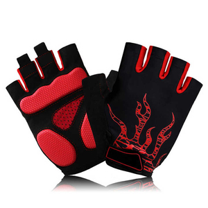 TRIMPO SPORTS Unisex Half <b>Finger</b> PU Gym Gloves Black Red Lightweight Padded Breathable Adjustable Wrist <b>Strap</b> for Weight Fitness - Product Image 5