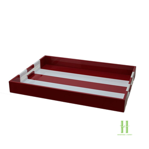 NOUVEAU DESIGN Plateau de service en bois laqué rayé fait main, plateau rectangulaire décoratif en bois pour la décoration de table basse d'hôtel ou de maison - Product Image 3