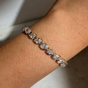 8+ Carat Lab Grown Diamond Tennis Bracelet Round Brilliant Cut IGI Certified 9k-18k <b>Solid</b> <b>Gold</b> Luxury Hira Chain <b>Bangle</b> Sale - Product Image 6