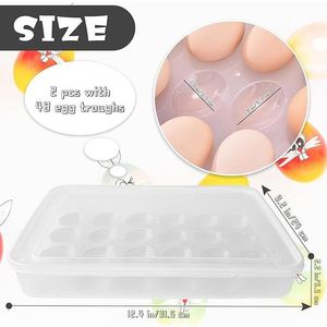 Contenitori Impilabili in Plastica per Uova Ripiene con Coperchio, Set da 2 Portauova Trasparenti per 48 Uova, Adatti al Frigorifero, Mantengono la Freschezza - Product Image 2