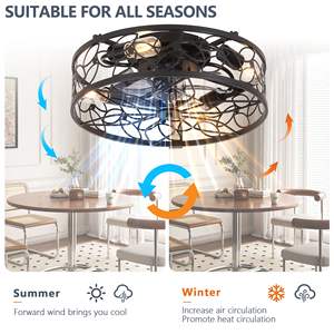 Ventilador de Techo Vintage de 18 Pulgadas con Jaula, Silencioso, Reversible, Motor de CC de 6 Velocidades, Control Remoto, Estilo Industrial para Sala de Estar - Product Image 3