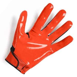 Custom Made Orange American Football Gloves Full Finger PU Leather Breathable Non Slip <b>Sticky</b> Palm <b>Hook</b> Loop Closure Sport Gear - Product Image 5