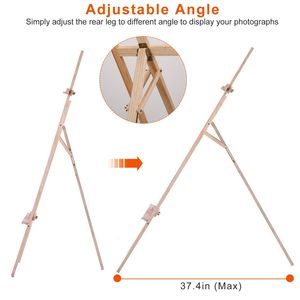 Chevalet en bois inclinable à hauteur réglable (63,4-68,9 pouces) avec trépied en A pour peinture et dessin, support pour toile - Product Image 5