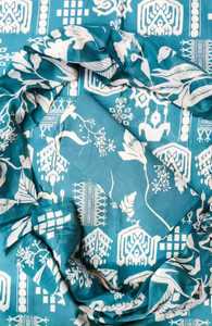 Tissu de costume pour femme, style ethnique indien, pour le bureau, en pur coton non coupé, avec imprimé artisanal et dupatta en mulmul - Product Image 2