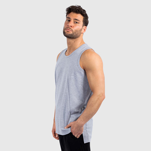 Camiseta sin Mangas de Alta Calidad Personalizada para Gimnasio, Cuello Redondo, Color Sólido, 100% Algodón, Camiseta Deportiva sin Mangas para Hombre - Product Image 2