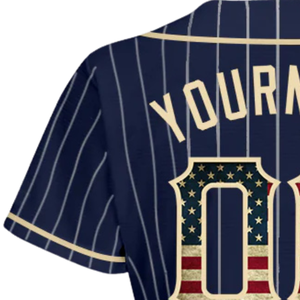 Men Navy White Pinstripe Baseball Jersey Button Front Team Shirt Performance <b>Athletic</b> Game Day Practice Sports Uniform Wear - Product Image 5