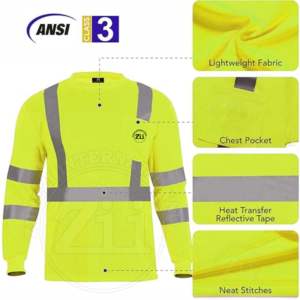 Sudadera de Seguridad de Alta Visibilidad ANSI Clase 1 FR, Transpirable, con Luz LED Intermitente, Impermeable, Reflectante, Uniforme de Trabajo para Hombre - Product Image 3