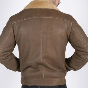 Veste bomber en cuir d'agneau véritable 100% OEM, marron, grande taille, pour homme, hiver, fourrure de mouton, veste de pilote B3 - Product Image 6