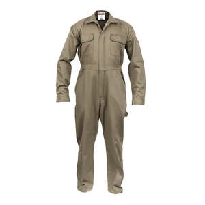 Combinaison FR résistante aux flammes 88% coton/12% nylon kaki moyen-vêtements de sécurité - Product Image 1