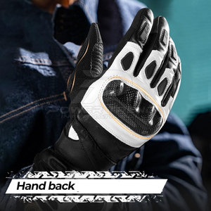 Gants de moto réglables en cuir véritable, sportifs, sûrs, en tissu durable, respirants, compatibles écran tactile, paume antidérapante, protection complète - Product Image 5