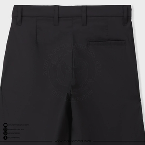 Pantalon formel plissé noir pour homme, taille haute, coupe droite, tissé, poids moyen, fermeture boutonnée, style pantalon unisexe - Product Image 5