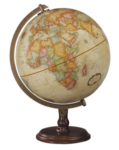 Globo Terráqueo Antiguo con Base de Madera Oscura y Anillo de Meridianos de Bronce, Decoración Clásica para el Hogar - Product Image 6