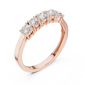 Anillo de Diamantes de Lujo en Oro Rosa de 18k con Cinco Piedras y Diamantes Redondos Brillantes – Joyería Atemporal para Bodas y Aniversarios - Product Image 4