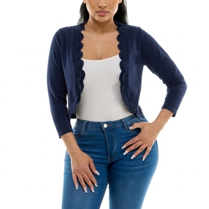 Suéter cárdigan de punto personalizado al por mayor para mujer, con cuello redondo y botones, para moda casual. - Product Image 5