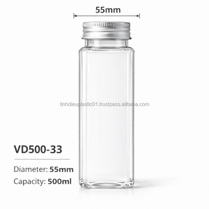 Botella Cuadrada de Plástico Transparente PET VD300-33 de 300 ml para Bebidas, Jugos y Té - Product Image 2