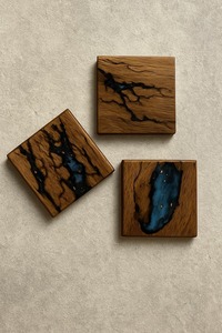 Wholesale <b>Epoxy</b> <b>Resin</b> Square Decorative Artistic Olive Wood Tea Coaster <b>Resin</b> Insulation Pad Custom Wood Coasters - Product Image 3