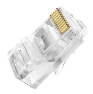 Transparente Cat6 / Cat5e RJ45 Conector Ethernet Cable Crimp Conectores Plugue de Rede UTP para Fio Sólido e Cabo Padrão