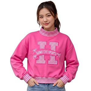 Nouveau Pull Oversize Tendance en Polaire pour Femme avec Col Montant, Broderie et Imprimé Lettres 'Faith', Hiver - Product Image 1