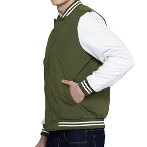 Premium Custom Men's College Varsity <b>Jacket</b> Stand Collar Breathable <b>Fleece</b> <b>Lined</b> Satin Lining Front Embroidery - Product Image 2