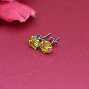 Magnifiques boucles d'oreilles en argent sterling 925 avec citrine jaune élégante pour femmes et filles, à porter lors de mariages et de fêtes - Product Image 4