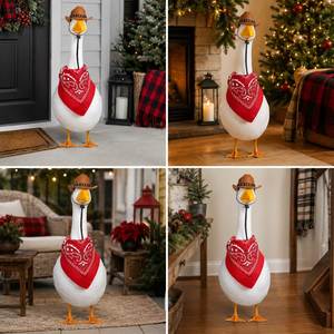 Western Porch Outfit Cowboy Hat <b>Bandana</b> <b>White</b> Goose Decor Set - Product Image 4