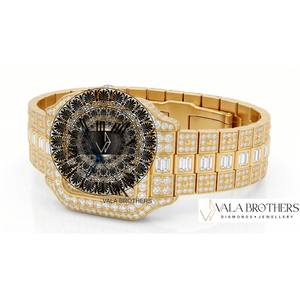 Reloj de Pulsera de Acero Inoxidable con Diamantes Negros y Cristal Cuadrado de 39 mm, Estilo Antiguo de Dibujos Animados Cartier Santos-Dumont, Cuarzo Analógico con Números Romanos ETA - Product Image 1