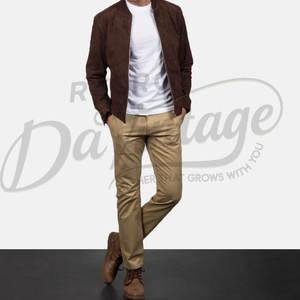 Blouson Bomber en Cuir Souple Marron Foncé pour Homme, Veste Décontractée Slim Fit en Véritable Peau de Mouton, Style Baseball Zippé pour Automne Hiver - Product Image 4