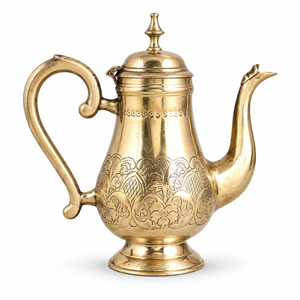 Cafetière arabe vintage en laiton artisanal, théière en métal gravée style moyen-oriental, fournisseur d'articles de cuisine pour la maison - Product Image 1