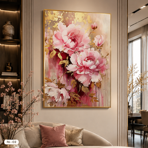 Cuadro de Lona Floral Moderno Original de Vietnam, Impresión Artística Pintada a Mano, Decoración de Pared con Flores, Marca HALO, Modelo F6-C2, Gran Venta - Product Image 2
