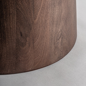 Table à manger ronde moderne en travertin avec piétement en bois de manguier massif |   Table à manger de luxe avec plateau en pierre - Product Image 4