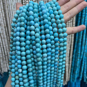 Cuentas redondas de turquesa azul, piedras preciosas de energía curativa, cuentas sueltas para pulsera, collar, fabricación de joyería DIY, opciones de lote al por mayor - Product Image 1