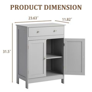 Mobile da Bagno in Truciolato Grigio con Rivestimento in Melamina 60*30*80cm, Doppia Anta e Cassetto Singolo - Product Image 2