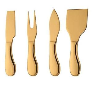 Juego de cuchillos para queso y postre de latón con diseño de bucle, con hojas de acero para servir con estilo en tablas de charcutería, juego de cubiertos modernos para queso. - Product Image 3