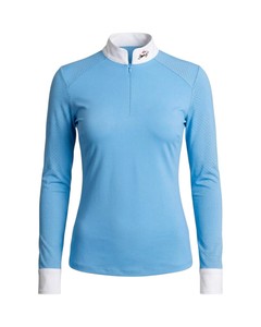 Camiseta de equitación clásica ligera para mujer, de malla, con cuello alto y manga larga, personalizable - Product Image 1