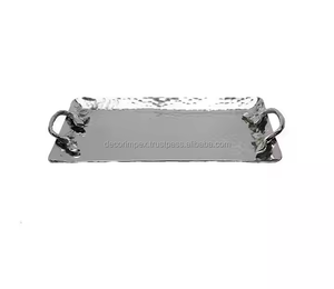 Elegante y duradera bandeja de aluminio para servir, perfecta para servir bebidas, aperitivos y Decoración elegante - Product Image 2