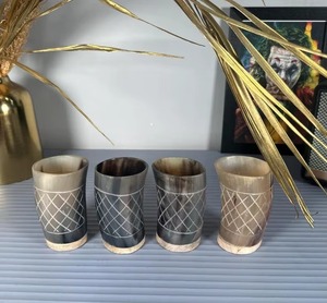 REHMAN CRAFT Verre artisanal en corne de buffle naturelle, écologique et rustique pour la décoration intérieure, Noël, Halloween - Product Image 1