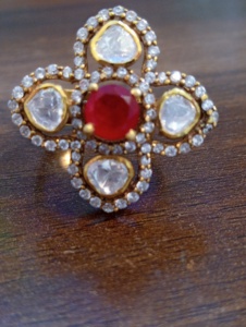 plus cross and flower Shape Cocktail <b>Ring</b> With red doublet Stone Gold Plated Women's vintage Wedding Jewelry <b>adjustable</b> <b>ring</b> - Product Image 5