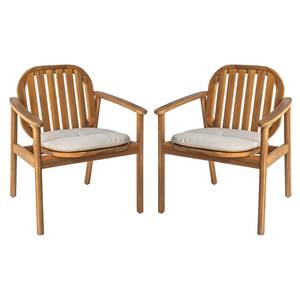 Chaise de salle à manger d'extérieur en bois massif de qualité supérieure, élégante chaise de jardin avec coussin en tissu pour hôtel et restaurant - Product Image 1