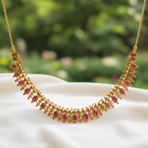 <b>Ruby</b> Studded Fashion <b>Necklace</b> Set - Product Image 3