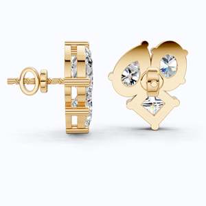 ต่างหูเพชรทรงคลัสเตอร์ทองคำ 14K ดีไซน์สามเม็ด เพชรเลี้ยงในห้องปฏิบัติการ เครื่องประดับชั้นดี ของขวัญแต่งงาน - Product Image 6