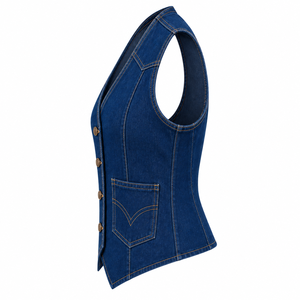 Chaleco Deportivo de Mezclilla Active Performance con Logotipo Personalizado, Sin Mangas, Elástico, Absorbente de Sudor, para Mujer - Product Image 3