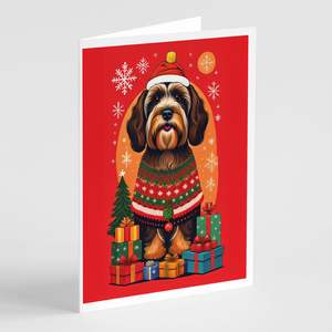 Cartes de voeux de Noël de vacances de Terrier tibétain lunatique Pack de 8 A7 Taille 5x7 Cartes de note vierges avec enveloppes - Product Image 1