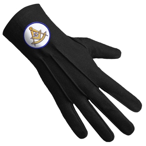 ถุงมือผ้าฝ้ายสีดำ Luxury Past Master Blue Lodge พร้อมลายปักสีทอง - Product Image 3